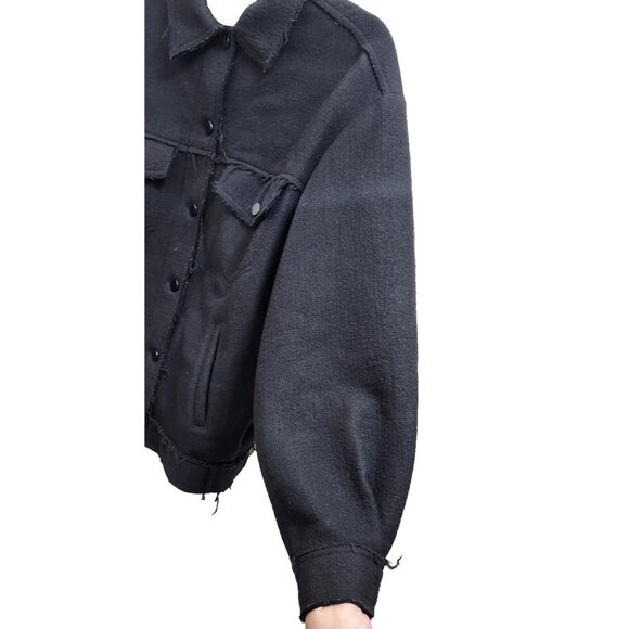 Max Mara Sportmax Black 100% Virgin Wool Jacket Women’s Frayed Hem Italy Size 2 - Picture 6 of 16